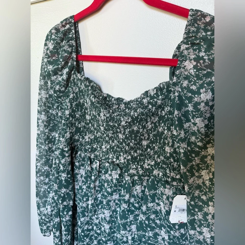NWT Altar’d State green floral square neck tiered dress S - Picture 4 of 7